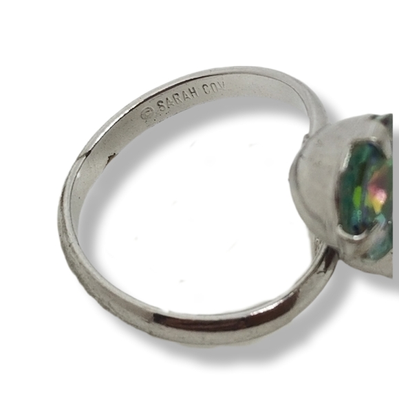 SARAH COVENTRY 1971 "OVER THE RAINBOW" WATERMELON HELLIOTROPE GLASS STONE RING - Picture 6 of 7